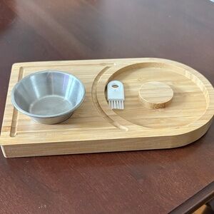 Bamboo Margarita Prep Station with Stainless Steel Lime Bowl & Rim Salt Prep